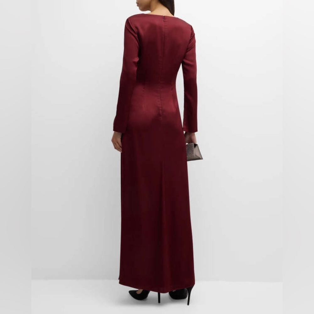 NWT SIMKHAI "Qiana" long draped satin gown oxblood $895 size 8 - Picture 4 of 13